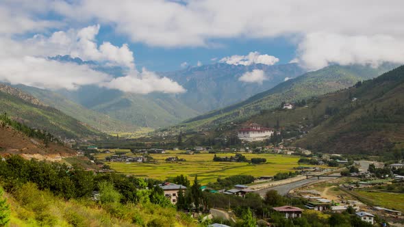 Looking Out Over The City Of Paro In Bhutan alt