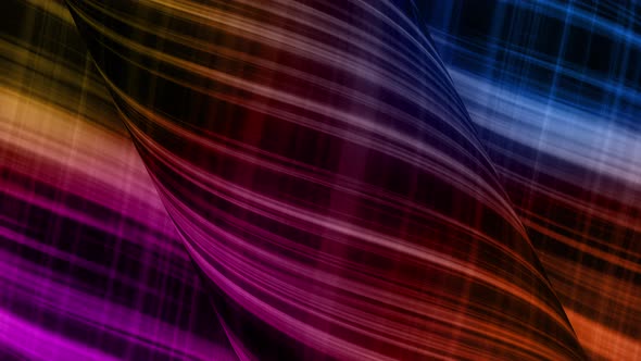 3d animation stream of colored ribbons flying on a black background with neon light. alt