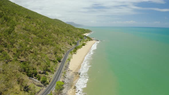 Aerial, Gorgeous View On Empty Ellis Beach In Cairns, Queensland, Australia