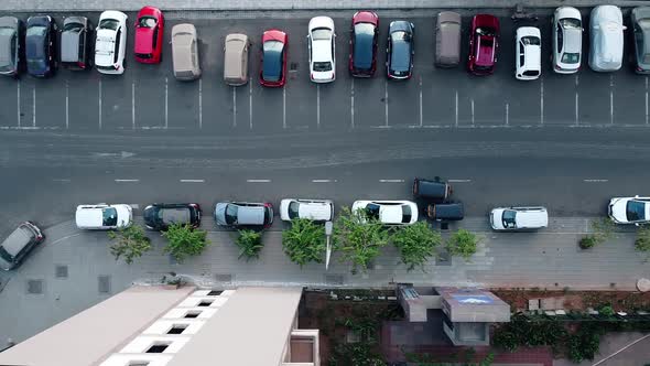Aerial View Of Vehicles Parked on Roadside in India