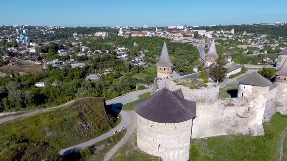 Panoramic aerial shot history castle