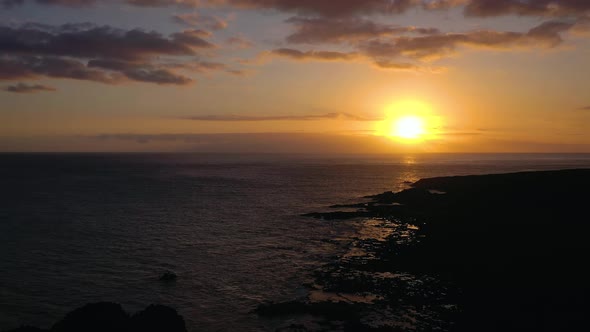 View From the Height of the Lighthouse Silhouette Faro De Rasca at Sunset on Tenerife Canary Islands alt