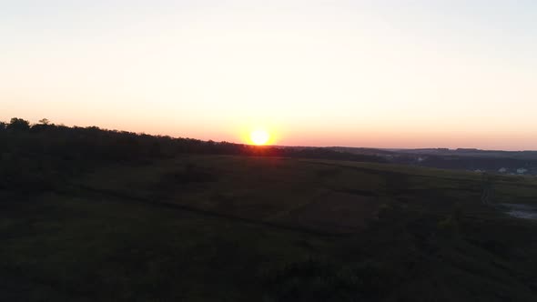 Aerial View of Sunset on the Village