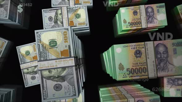 US Dollar and Vietnam Dong money exchange loop alt