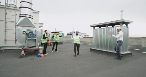 Construction Workers Dancing at Work alt
