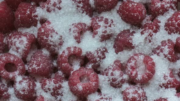 Fresh Raspberry Fruit with Sugar.