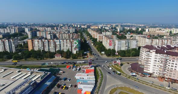 Panoramic Aerial Drone View of City