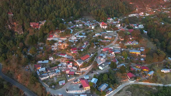 San Jose del Pacifico, small village in the mountains, Sunset, Drone footage, Mexico, Oaxaca alt