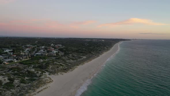 Aerial Drone Footage of City Beach, Perth, Western Australia at Sunset