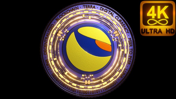 Terra Luna Ust Stablecoin Open Source Network. 3D 4K Crypto Coin Animation. High Tech Cryptocurrency alt