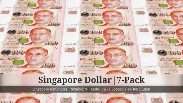 Singapore Dollar | Singapore Currency - 7 Pack | 4K Resolution | Looped alt