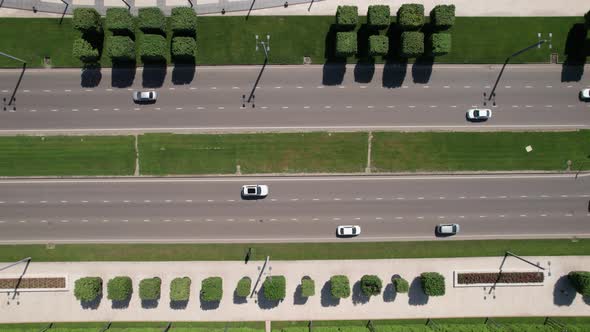 Transport Aerials  Top Down View of Freeway Busy City Rush Hour Heavy Traffic Jam Highway Bridge alt
