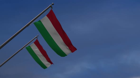 Hungary Flags In The Blue Sky - 2K