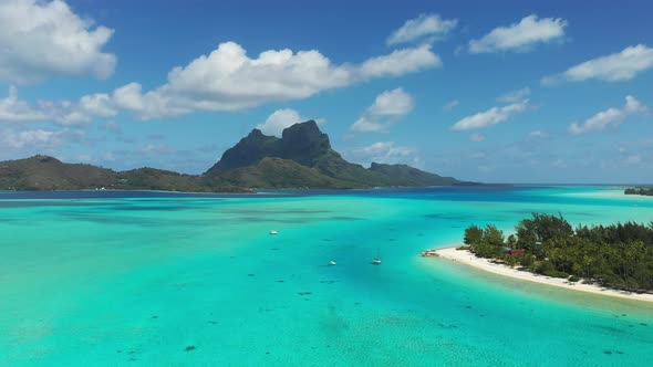 Aerial Tropical Landscape of Bora Bora Lagoon alt