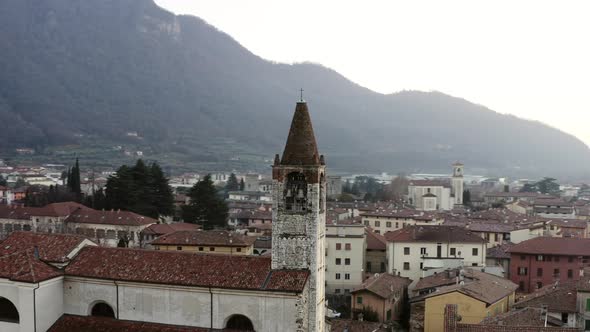 Arial shot of the church of Iseo - Italy.Filmed on Dji Mavic pro 2 10 bit - 4:2:2 alt