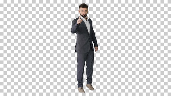 Businessman with a beard showing gestures, Alpha Channel alt