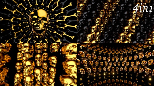 Halloween Golden Skull - VJ Loop Pack (4in1) alt