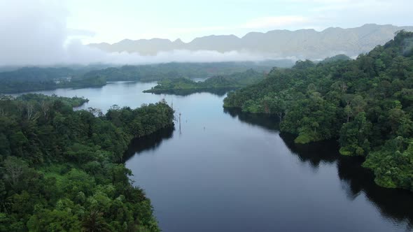Aerial view of New Zealand Fjords alt