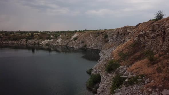 Aerial View Water And Stone Rocks