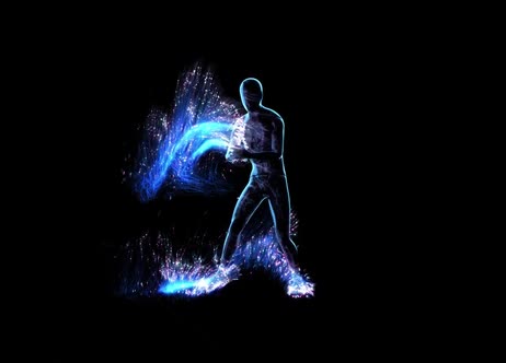 Dancing man with particles