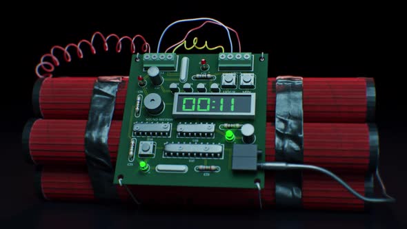 Dynamite Bomb with Digital Timer Countdown - 15 Second Long alt