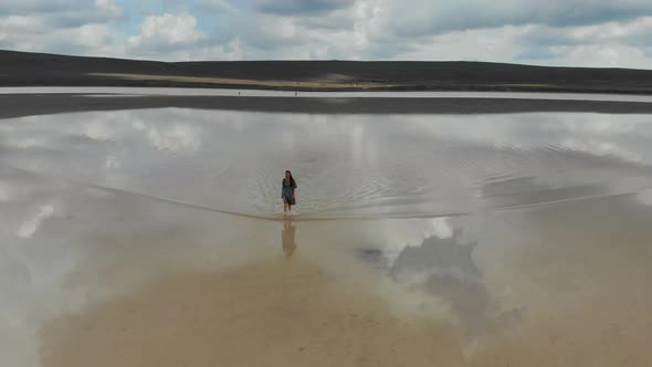 Aerial View of Beige Salt Lake alt