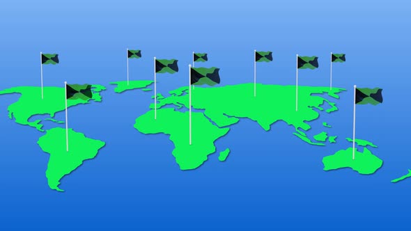 Jamaica National Flag Fly On Earth Map Animation alt
