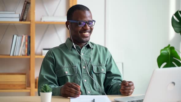 Video Call From Office African Man at Online Conference Spbas alt