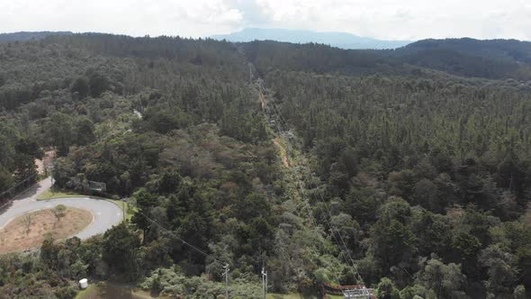 Panoramic View Of Arvi Park - a nature preserve in Medellin, Colombia - aerial static alt