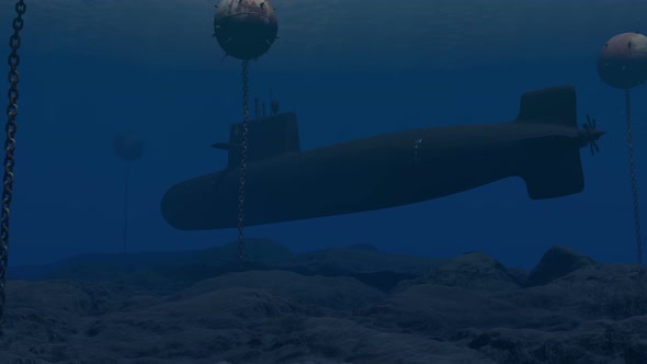 Submarine Passing Through A Minefield, Motion Graphics | VideoHive