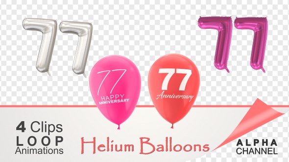 77 Anniversary Celebration Helium Balloons Pack