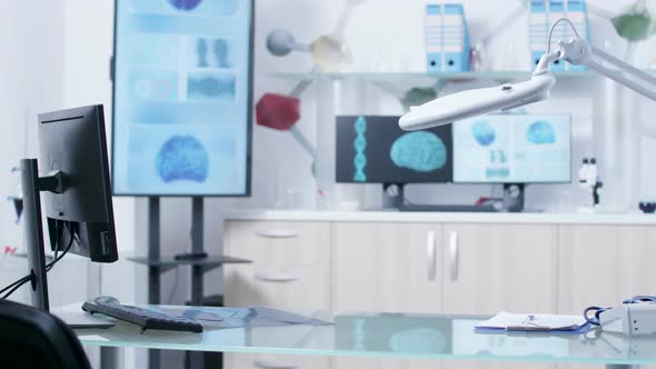 Dolly Parallax Shot of Modern Laboratory, Research Center or Medical Office alt