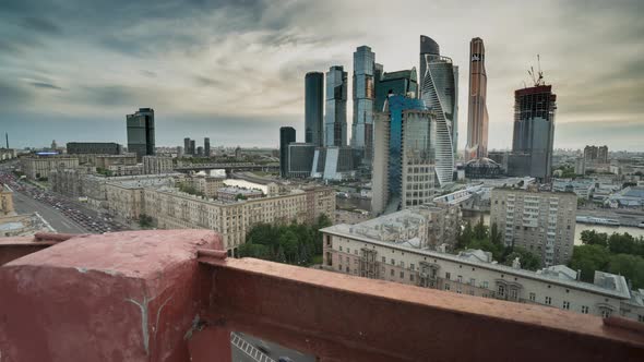 epic view of Kutuzovsky Prospekt and Moscow City, Stock Footage | VideoHive