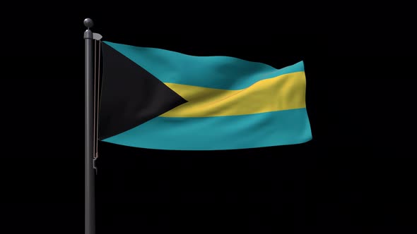 Bahamas Flag On Flagpole With Alpha Channel 4K alt
