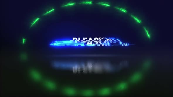 Animation of a loading screen with text "Loading... please wait" . Loop alt