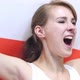 Polish Young Woman Celebrates Holding the Flag of Poland in Slow Motion - VideoHive Item for Sale