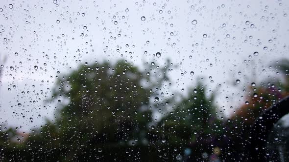 Close-Up of Water Droplets on Glass