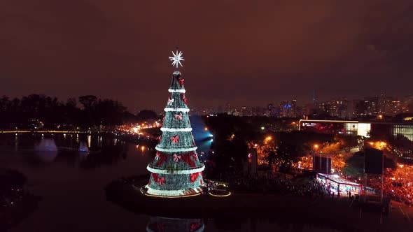 Illumination Christmas Tree at Ibirapuera park Sao Paulo Brazil. alt