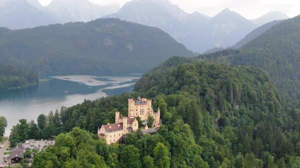 Aerial view of Hohenschwangau castle in Bavaria, Germany, Europe alt
