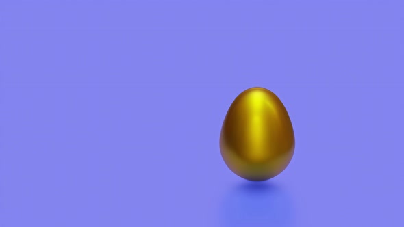 Happy Easter Gold-colored eggs. Seamless animation of Easter eggs on violet background.
