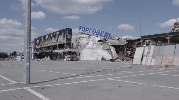 Bucha Ukraine  Wartorn Shopping Center alt