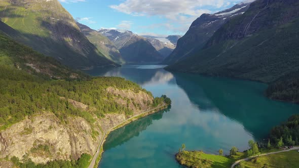 Beautiful Nature Norway Natural Landscape Lovatnet Lake. alt