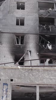 Vertical Video of a House Destroyed By the War in Ukraine alt