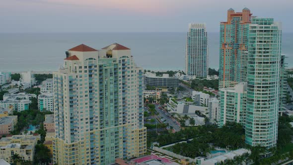 Aerial view of tall buildings on Miami Beach alt