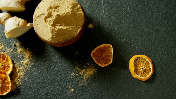 Dried lemon with ginger and ginger powder 4k alt