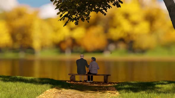 Senior Couple Sitting On a Wooden Bench