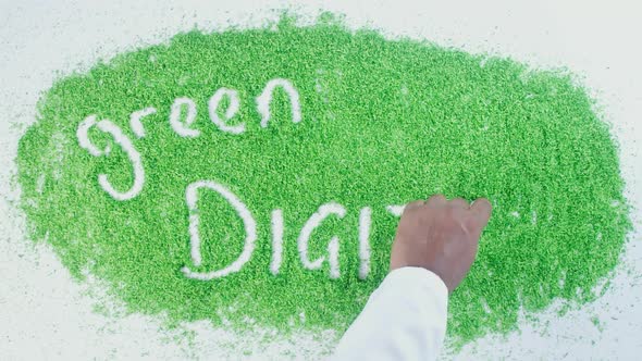 Indian Hand Writes On Green Green Digital