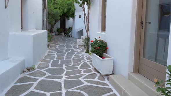 Walking in Naousa Street on Paros Island, Greece alt