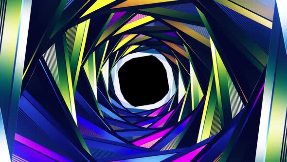 Beautiful Colorful Triangles Tunnel Background