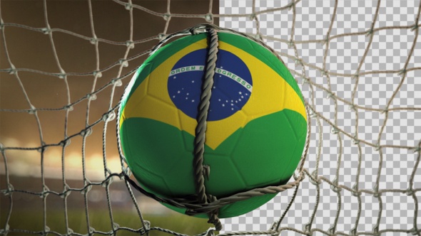 Soccer Ball Scoring Goal Night Frontal - Brazil